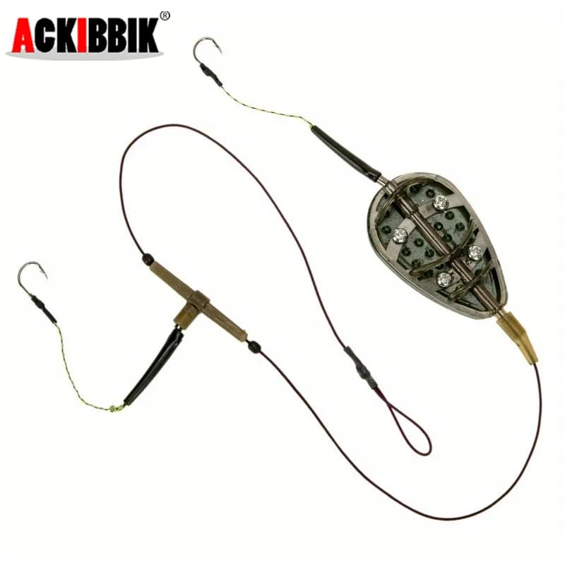 Kit de alimentador de pesca de carpa, anzuelo alimentador, jaula de cebo de pesca de carpa, grupo de línea, accesorios de señuelo Artificial, 1 ud.
