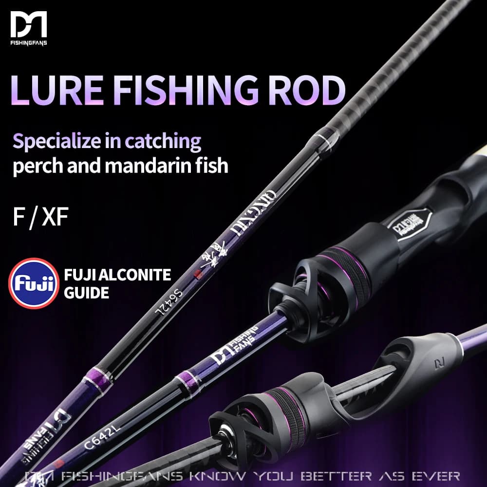 Caña de Pescar FISHINGFANS QINGXIU con Guías FUJI ALCONITE X-Cross, Mango de Corcho AA, Potencia L, ML, M, para Spinning y Casting
