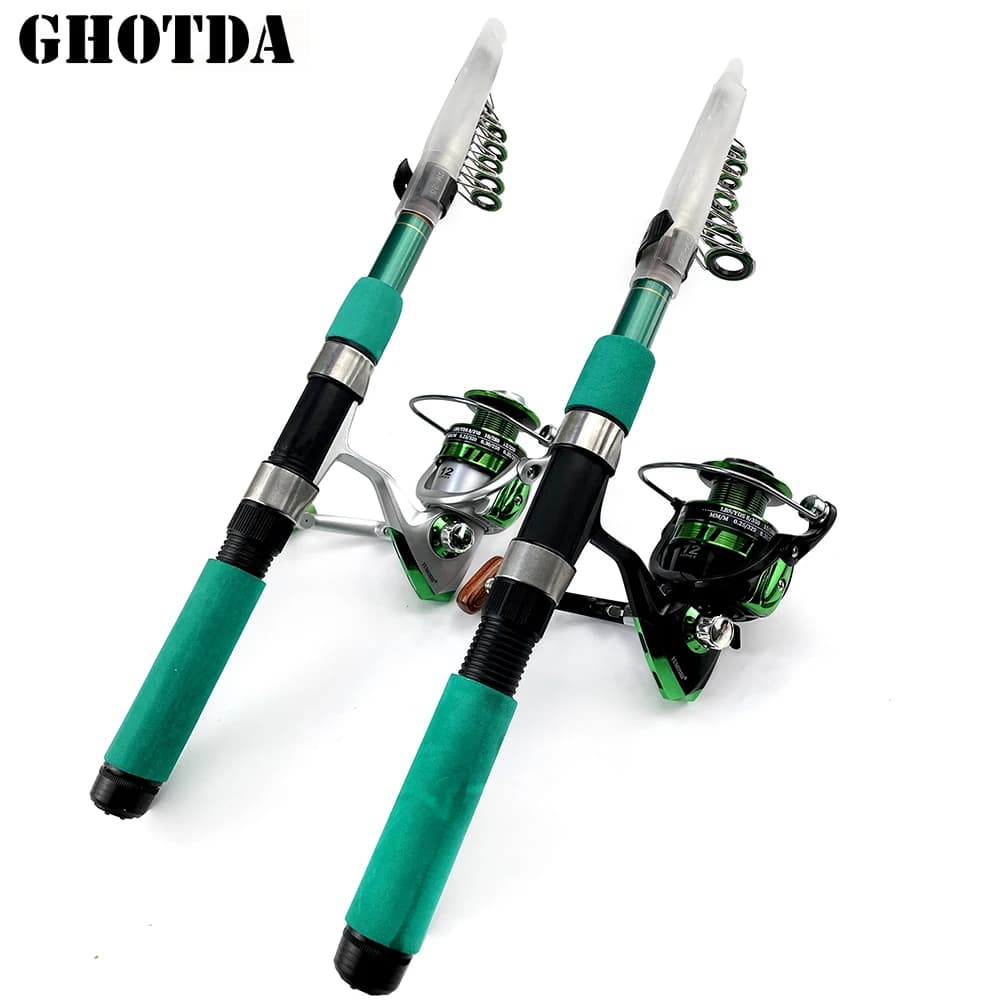 Juego de caña de pescar superdura para agua salada, juego de poste de viaje portátil, arrastre de freno, carrete giratorio de 6Kg para Pesca de Lucio, 2,1-3,6 m