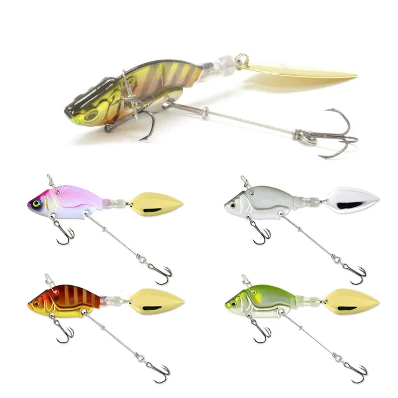 Señuelo VIB de Columna Completa Hundible Billings 1 ud. con Anzuelo Giratorio Metálico 4.4cm/13.6g, Crankbait Wobbler con Anzuelo de Pluma