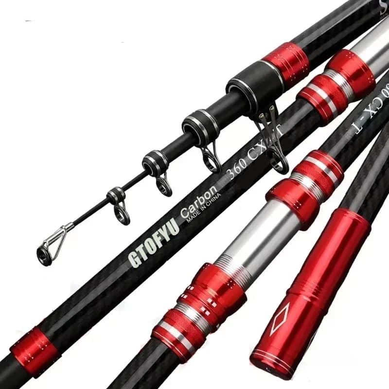 Caña de Pescar Telescópica de 2.7m 3.0m 3.6m 3.9m 4.2m 4.5m, 20kg, de Carbono, para Viaje, Surf, Spinning, Señuelos de 5-300g, Lanzamiento Largo, Baitcasting