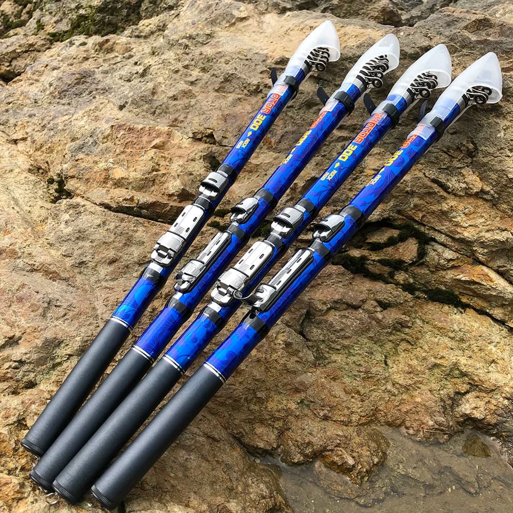 Caña de pescar giratoria de fibra de carbono, 1,5 m, 1,8 m, 2,1 m, 2,4 m, 2,7 m, 3m, cañas de roca telescópicas, caña de Surfcasting, aparejos de pesca profesionales