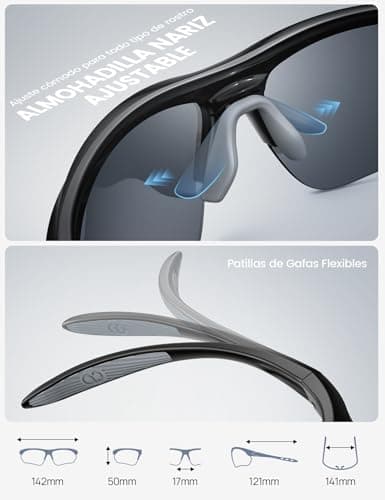 Lamicall Polarizadas Gafas de Sol Ciclismo - [22g & Diseño Envolvente] UV400 Protección, TR90-Marco, Almohadilla Nasal Aju... 7