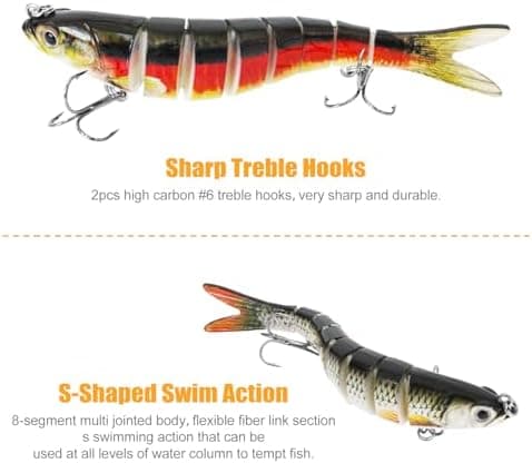5 Piezas Señuelos de Pesca Spinning, Señuelos Artificiales para Pesca | Cebos Lucio Black Bass lubina, Cebo para Peces Depredadores, Agua Dulce y Salada 4