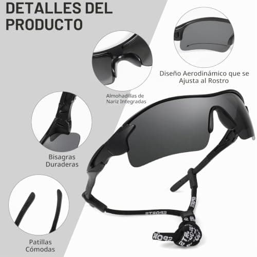 Hifot Gafas de Sol Polarizadas Deportivas Hombre Mujer, Protección UV400 Gafas Ciclismo Running, con Monturas Ligeras Envo... 4