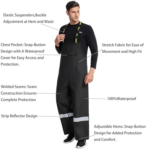 Navis - Traje de Lluvia para Hombre, Resistente al Agua, con Pantalones, 3 Piezas | Conjunto de chaqueta y peto, costuras ... 7