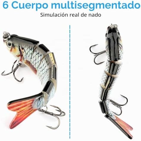 Realure Juego de 3 señuelos multiarticulados para lucio de 15 cm, 23 cm, 30 cm, con marcas de alambre, lucios, señuelos artificiales 3D, cebo de hundimiento lento, para agua dulce, agua salada, trucha 4