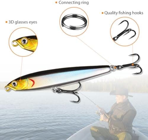 Vicloon Kits de Señuelos Pesca,Kits de Señuelos Artificiales,Kits de Señuelos Pesca Accesorios Incluye Cebos de Goma, Cebo... 4