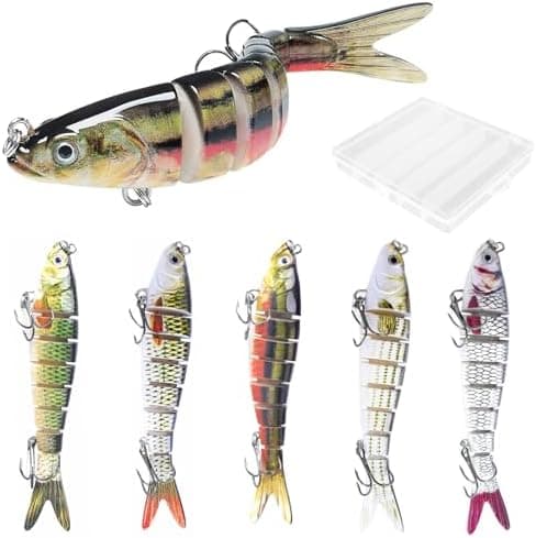 5 Piezas Señuelos de Pesca Spinning, Señuelos Artificiales para Pesca | Cebos Lucio Black Bass lubina, Cebo para Peces Depredadores, Agua Dulce y Salada 2