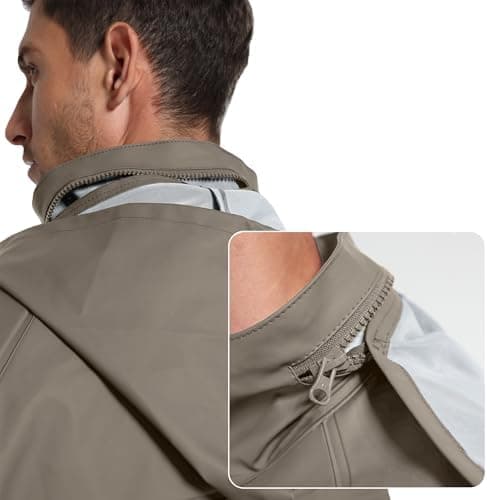 Navis Marine Traje de Lluvia Hombre Impermeable PU - Chaqueta y Peto Ajustable con Capucha Extraíble para Pesca, Construcc... 5