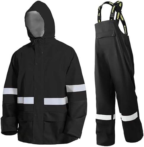 Navis - Traje de Lluvia para Hombre, Resistente al Agua, con Pantalones, 3 Piezas | Conjunto de chaqueta y peto, costuras ... 2