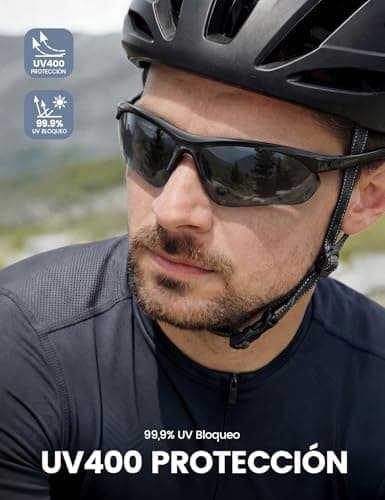 Lamicall Polarizadas Gafas de Sol Ciclismo - [22g & Diseño Envolvente] UV400 Protección, TR90-Marco, Almohadilla Nasal Aju... 3