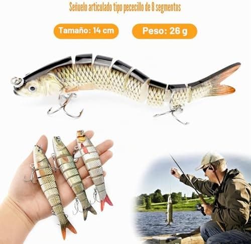 5 Piezas Señuelos de Pesca Spinning, Señuelos Artificiales para Pesca | Cebos Lucio Black Bass lubina, Cebo para Peces Depredadores, Agua Dulce y Salada 3