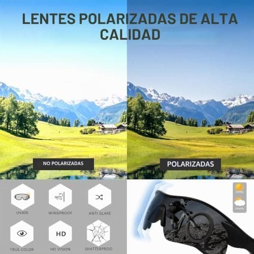 Hifot Gafas de Sol Polarizadas Deportivas Hombre Mujer, Protección UV400 Gafas Ciclismo Running, con Monturas Ligeras Envo... 5