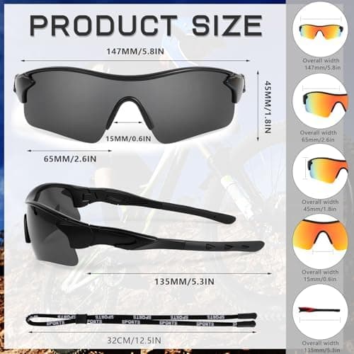 Hifot Gafas de Sol Polarizadas Deportivas Hombre Mujer, Protección UV400 Gafas Ciclismo Running, con Monturas Ligeras Envo... 3