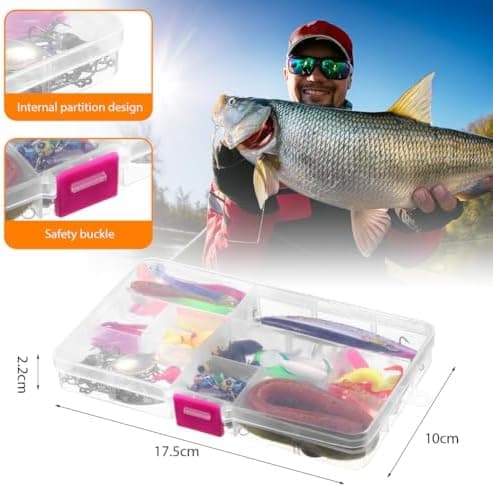 Vicloon Kits de Señuelos Pesca,Kits de Señuelos Artificiales,Kits de Señuelos Pesca Accesorios Incluye Cebos de Goma, Cebo... 7