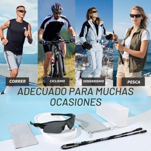 Hifot Gafas de Sol Polarizadas Deportivas Hombre Mujer, Protección UV400 Gafas Ciclismo Running, con Monturas Ligeras Envo... 8
