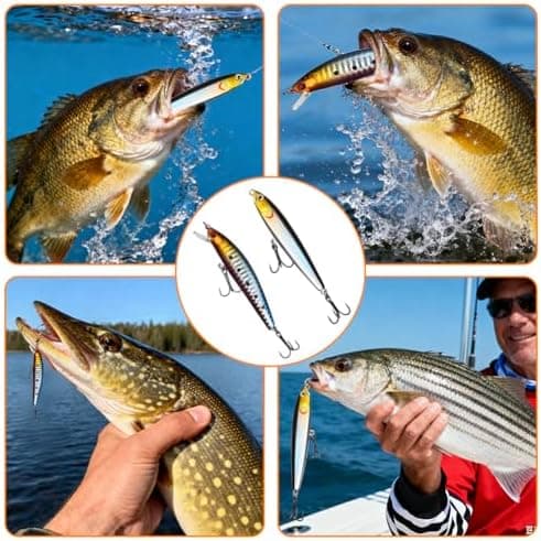 Vicloon Kits de Señuelos Pesca,Kits de Señuelos Artificiales,Kits de Señuelos Pesca Accesorios Incluye Cebos de Goma, Cebo... 8