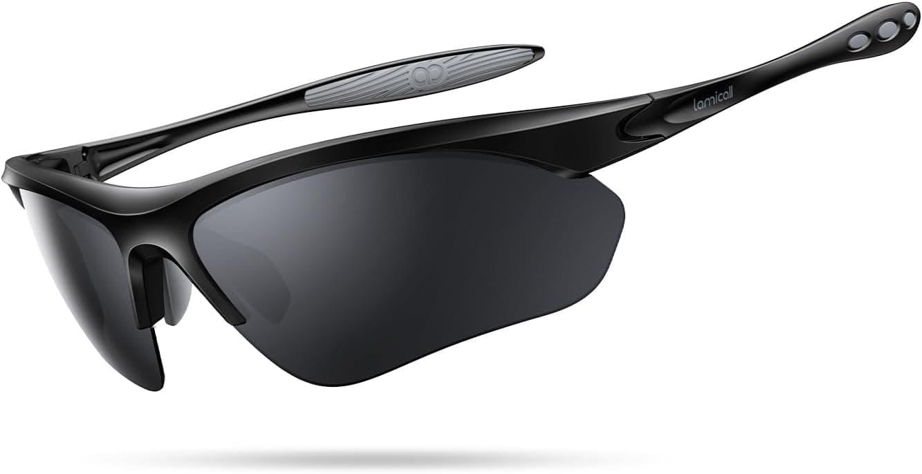 Lamicall Polarizadas Gafas de Sol Ciclismo - [22g & Diseño Envolvente] UV400 Protección, TR90-Marco, Almohadilla Nasal Aju...