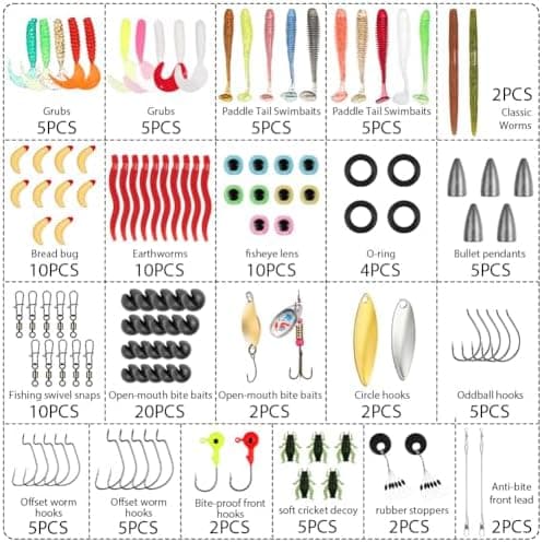 Vicloon Kits de Señuelos Pesca,Kits de Señuelos Artificiales,Kits de Señuelos Pesca Accesorios Incluye Cebos de Goma, Cebo... 3