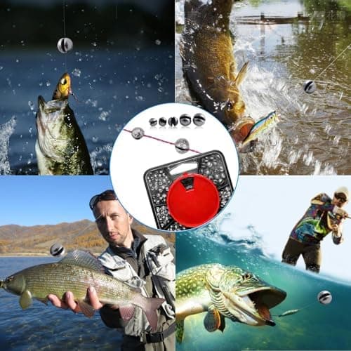 358 Piezas Pesas de Pesca, 7 Tamaños de Redondo Plomos Pesca | Plomo Peso AccesorioApto para Agua Salada y Agua Dulce Estabilizar Cebo Línea (0.2g/0.35g/0.4g/0.6g/0.8g/1g/1.5g) 7