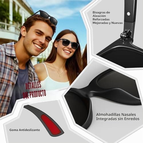 GQUEEN Gafas de sol Polarizadas Rectangulares Clásicas de Madera Para Hombres y Mujeres con Protección UV MOS07 5