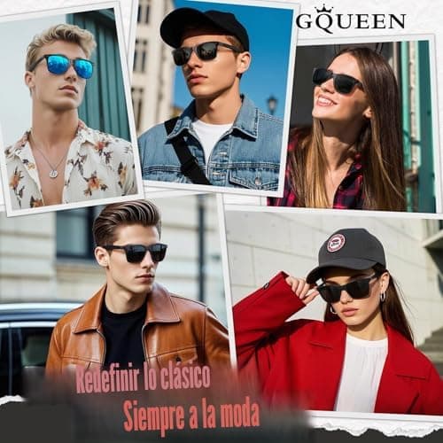 GQUEEN Gafas de sol Polarizadas Rectangulares Clásicas de Madera Para Hombres y Mujeres con Protección UV MOS07 3