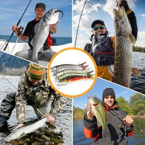 5 Piezas Señuelos de Pesca Spinning, Señuelos Artificiales para Pesca | Cebos Lucio Black Bass lubina, Cebo para Peces Depredadores, Agua Dulce y Salada 7