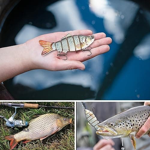 Realure Juego de 3 señuelos multiarticulados para lucio de 15 cm, 23 cm, 30 cm, con marcas de alambre, lucios, señuelos artificiales 3D, cebo de hundimiento lento, para agua dulce, agua salada, trucha 8