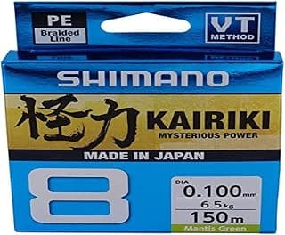 Shimano Kairiki 8, 150 Metros, Color Verde Mantis, línea de Pesca Trenzada, 59WPLA58R0