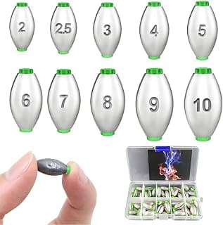 50 Piezas Plomada Plomo para Aparejos, Pesas Sinker Pesca, Juego de Plomos Drop Shot, Pesca al Aire Libre