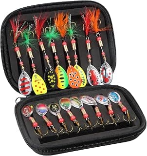 16 Piezas Cucharillas Pesca para Trucha Lucio, Trucha Cuchara Conjunto, Trucha Cebo Artificial, Cuchara Truchas Spinner Cuchara con Caja De Almacenamiento, Pesca Accesorios