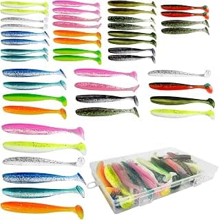 46 Piezas Señuelos De Pesca para La Trucha Bass, Multiusos Paddle Tail Swimbaits, Cebos De Pesca De Plástico Blando De Agua Dulce De Agua Salada Bass Walleye, Regalos De Pesca 6/9/12cm