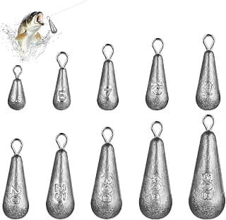 40 Piezas Kit de Pesas de Pesca,Plomo De Pesca,Plomos de Pescá Sinker,Plomo de Pera,10 Tamaños 3.5g 5g 7g 10g 15g 20g 25g 30g 40g 50g para Pésca en Aguas Profundas & Flotante & el Mar
