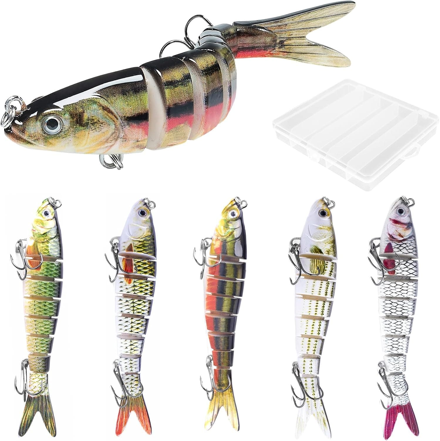 5 Piezas Señuelos de Pesca Spinning, Señuelos Artificiales para Pesca | Cebos Lucio Black Bass lubina, Cebo para Peces Depredadores, Agua Dulce y Salada