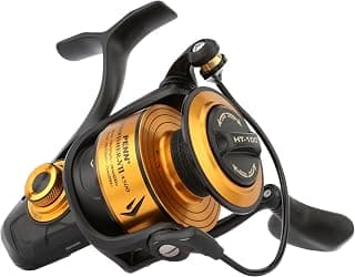 PENN Spinfisher VII Carrete Giratorio, Live Liner y Longcast | Carrete para Pesca en Agua Salada con Sellado IPX5 y CNC | para Pescadores en Barco en Desde la Orilla | Varios tamaños | Negro y Dorado