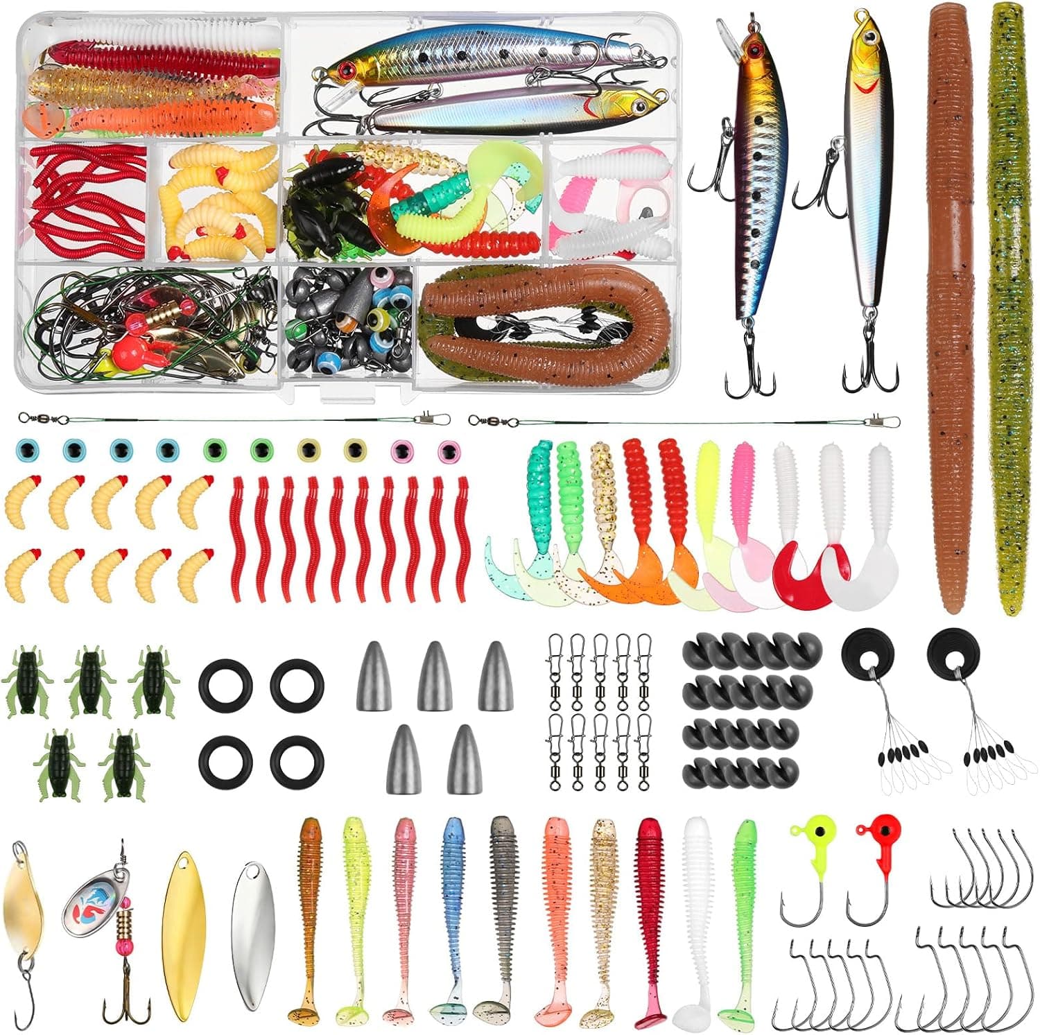 Vicloon Kits de Señuelos Pesca,Kits de Señuelos Artificiales,Kits de Señuelos Pesca Accesorios Incluye Cebos de Goma, Cebo...
