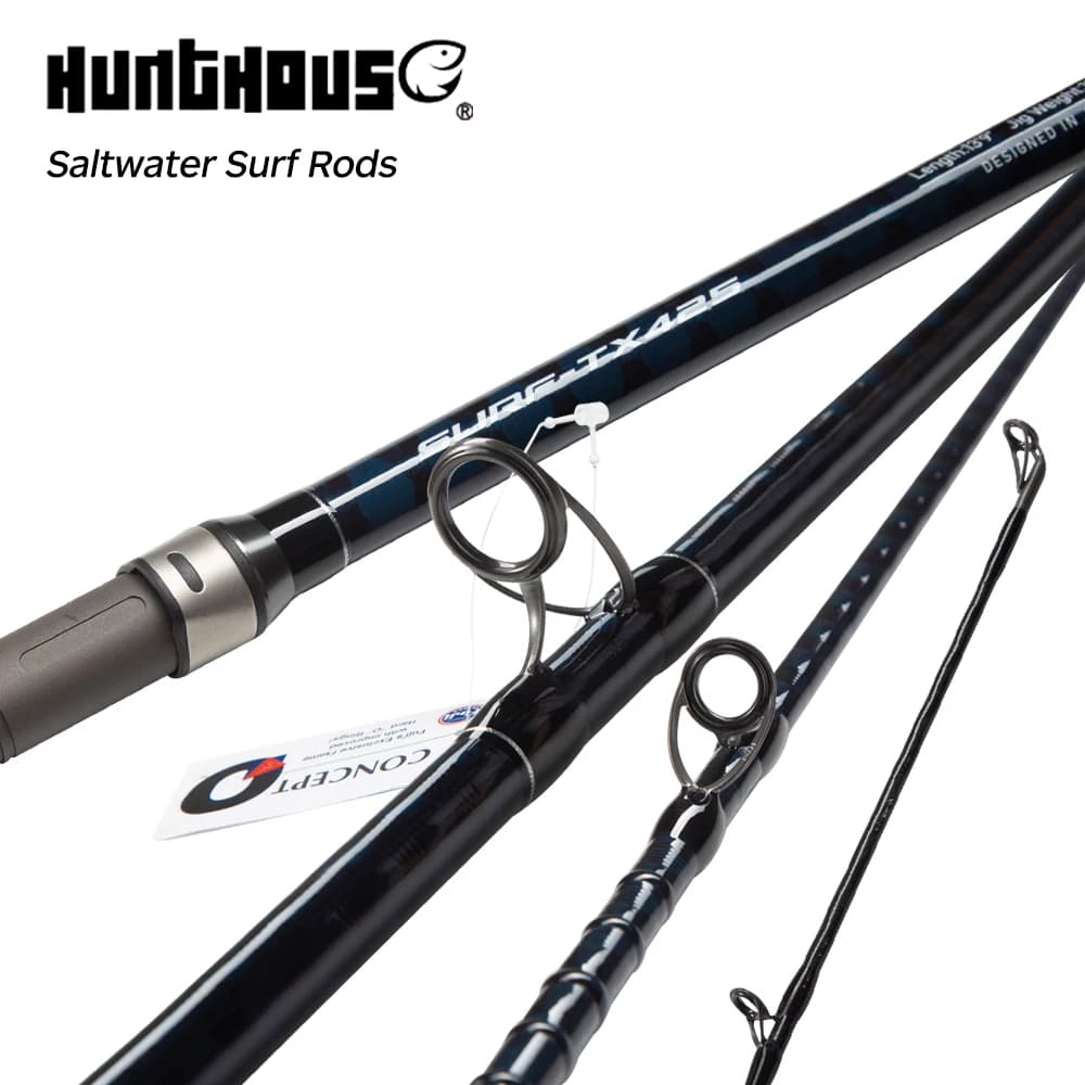 Hunthouse Surf Gazer caña de pescar giratoria 40T fundición larga Surfcasting playa guía Fuji fibra de carbono 4,05 m 4,25 m 3 secciones pescado