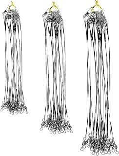 72 Piezas Cable del Líder de Pesca con 15/20/25cm, Alambre de Pesca de Acero Inoxidable con Giratorios y Broches de Presión para Pescar en el Mar(Color Negro)