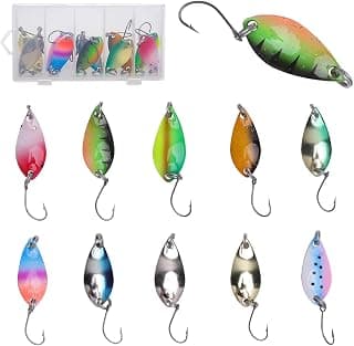 10 Piezas Señuelos Spinning, 2,5 g/3,5 g/5 g Señuelos Pesca con Anzuelo, Cucharillas Pesca con Caja de Almacenamiento, Cucharas de Trucha para Lucio, Lucioperca, Perca