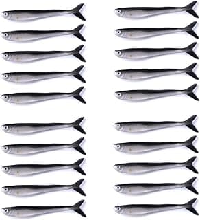 20 señuelos de Pesca, señuelos de Pesca señuelos de Cebo Blando Serie de Agua Salada para Perca Lucio Trucha chub (10 cm)