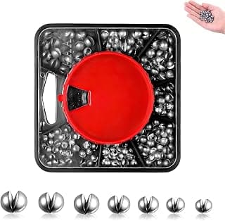 100 Piezas Plomos de Pesca – Set con Caja (0.4g/0.5g/0.6g/0.8g/1g/1.2g/1.5g) | Plomos en Forma de Oliva | para Río, Lago & Mar