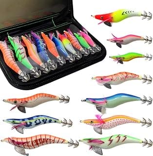 10 Piezas Luminoso Pesca Camarones Señuelo Cebo de Calamar para Sepia Pulpo