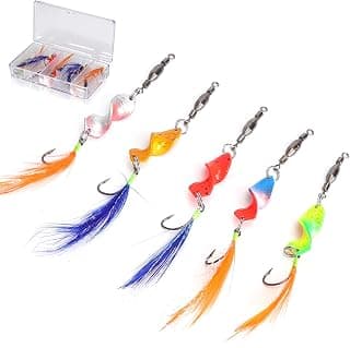 5 Piezas Cucharillas Pesca Trucha con Caja Accesorios de Pesca Señuelos con Giratorios Rodantes 3 g Set de Cucharas para Trucha Fishing Accessories Set